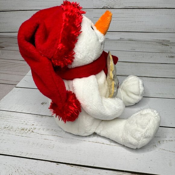 Walmart Snowman Message Friends Plush With Red Hat Scarf Holding Love Snowflake - Picture 3 of 8